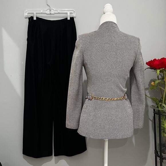 NEW St. John Wool Knit Tailored Classic Longline Suit Jacket Wide Leg Trousers 2 - Picture 3 of 16